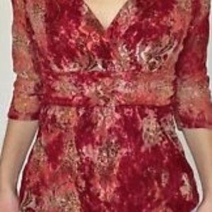 INC CONCEPTS PRINT SHIRT WITH  3/4 SHEER SLEEVES